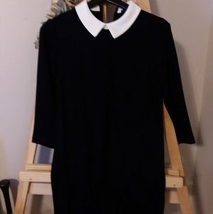 Black, Collared Shift Dress